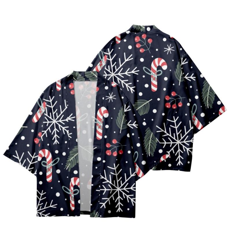 

Men's Casual Shirts Candy Cane Style Summer Short Sleeve Kimono Shirt Unisex WearMen's, Auburn