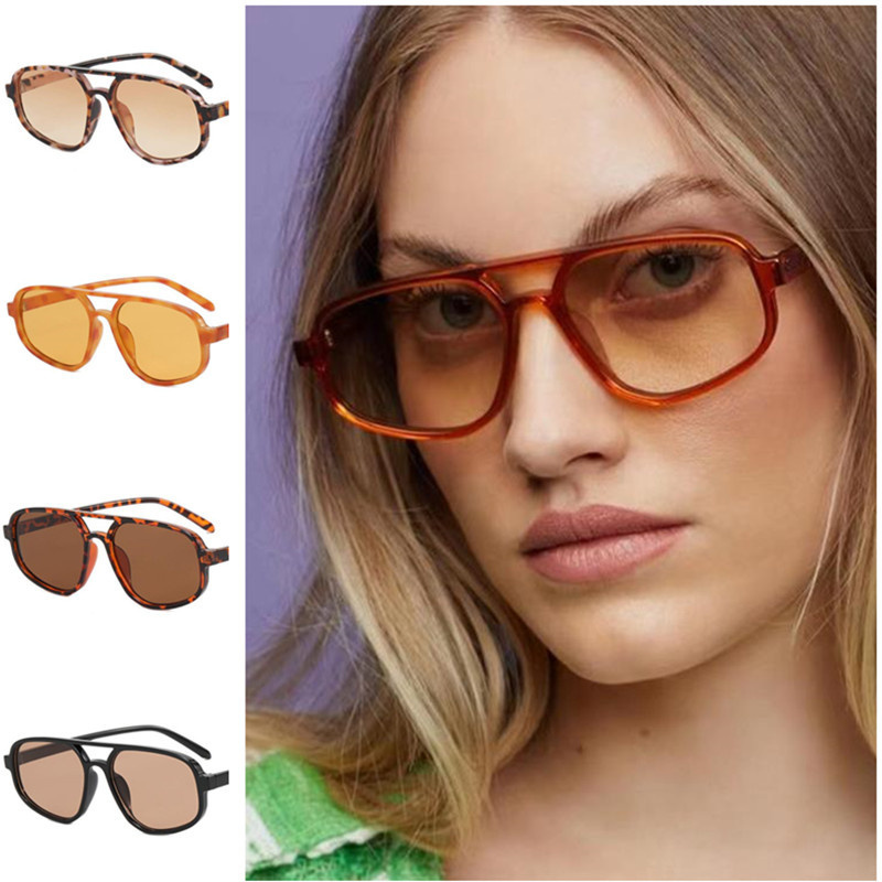 

Fashion Sunglasses Double Beam Sun Glasses Unisex Goggles Anti-UV Spectacles Irregular Eyeglasses Oversize Frame Ornamental A++