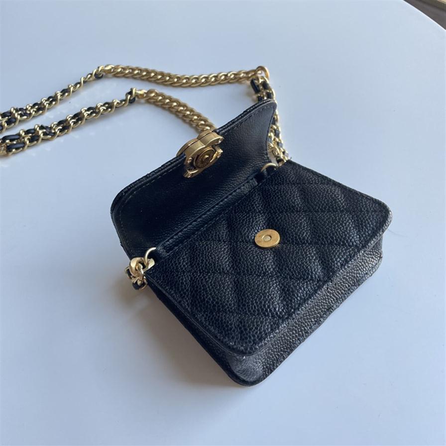 

2022 Women Fashion Classic Premium Brand evening bags mini shoulder bag Lychee Leather Black Gold Bag254A