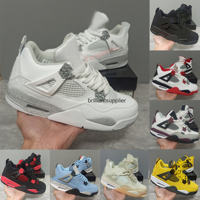 

Tech White Oreo 4 Basketball Shoes 4s Red Thunder Lightning Black Cat Noir University Blue Fire Metallic Purple Mens Woman Designer, 25