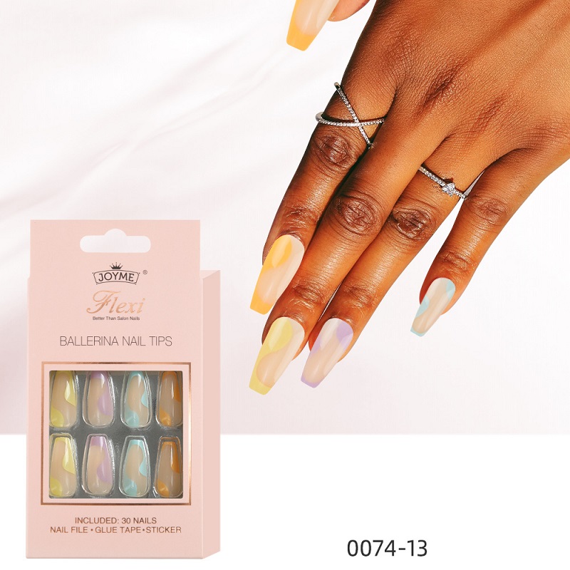 

Press on nail new products fashion french false nails mid length ballet nail trapezoid finished enhancement patch 30 piece matching Kit, As pic