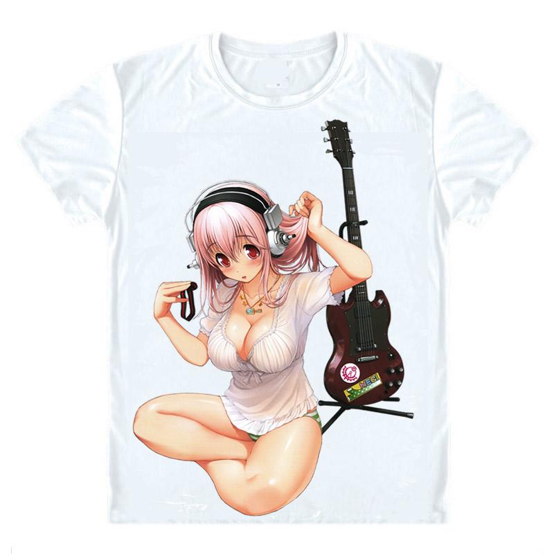 

Men' T-Shirts SoniAni Super Sonico Short Sleeve Shirts Anime Manga Supa Soniko SoniComi SoniKoma Music Guitar Cosplay ShirtMen, Style 16