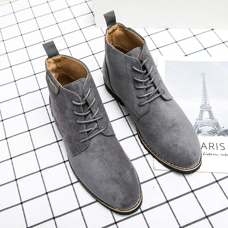 

Low-top Lace-up Boots Men Shoes Faux Suede Solid Color Classic Round Toe Everyday Professional Fashion Casual Martin Boots HM416, Clear