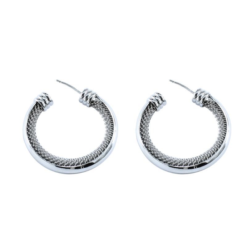 

Hoop & Huggie Simple Unisex Punk Big Circle Earrings For 18K White Gold Plated Geomety Earring Party Gift Jewelry