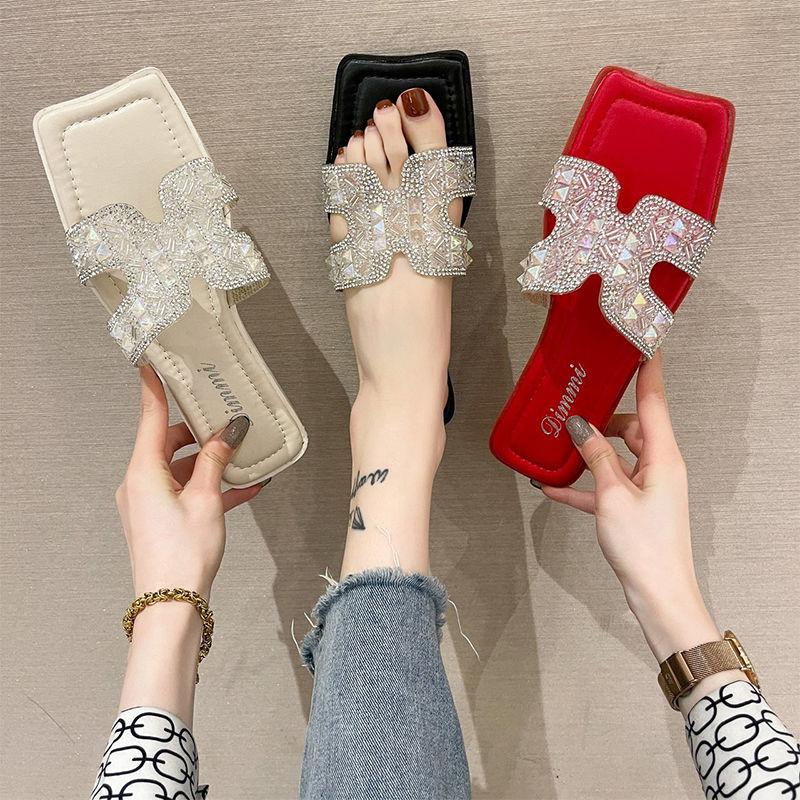 

Sandals Ladies Slippers Women Fashion Casual Flat Beach Shoes Summer Female Brand Leather Slip Woman SandalSandals, Black