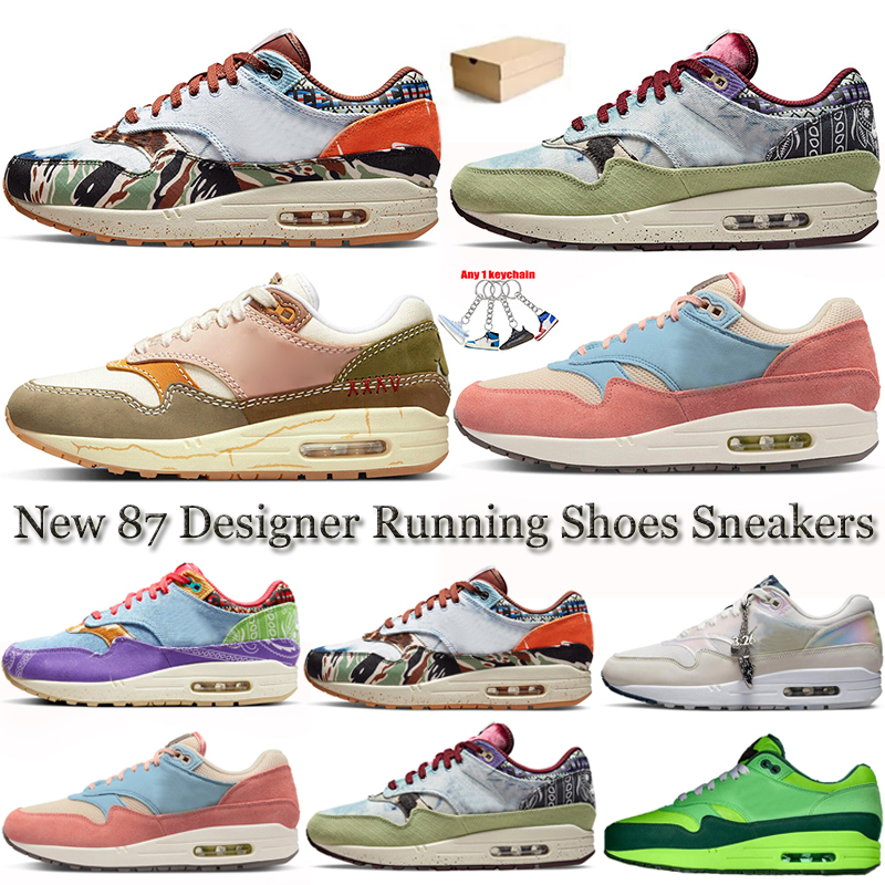 

New 1 87 Mens Women Running Shoes 1s Won-Ang Wabi-Sabi Mellow Light Treeline Blueprint Far Out Fashion Trainers Sports Sneakers