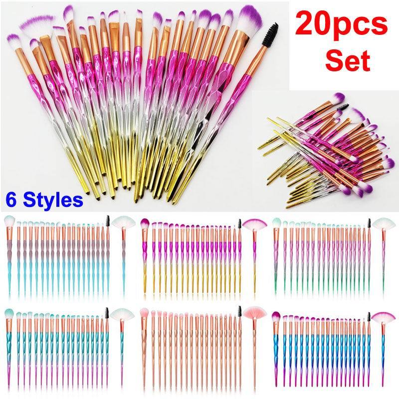 

20pcs Diamond Makeup Brushes Set Mascara Brush Eyeshadow Eyeliner Lip Brush Face Blender Powder Concealer Make up Kit rose gold Cosmetics tools