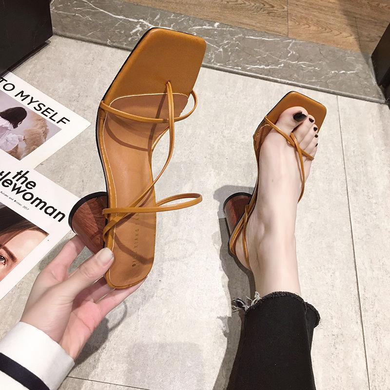 

Dress Shoes Brand Design Gladiator Sandals Thin High Heel Pumps Narrow Band Square Head Clip-On Strappy SandalsDress, Black