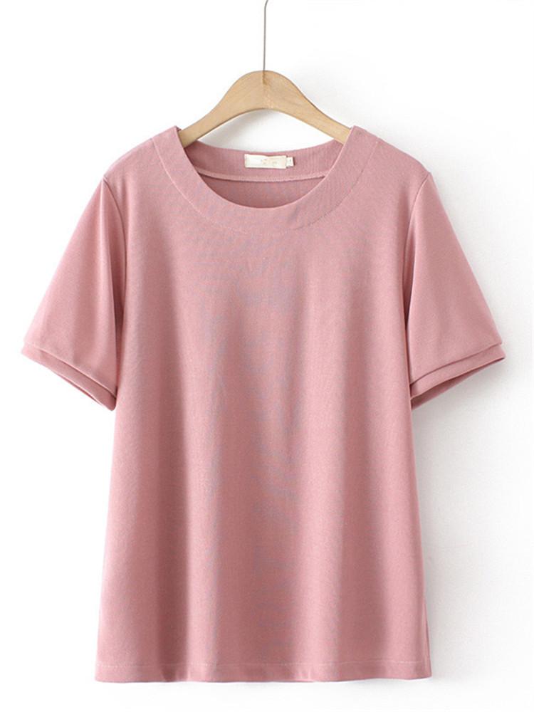 

Women's Plus Size T-Shirt Clothes For Summer Wear Short Sleeve Crew Neck Thin Stretch Fabric French Tops Large Shirt -4XLWomen's, Blue