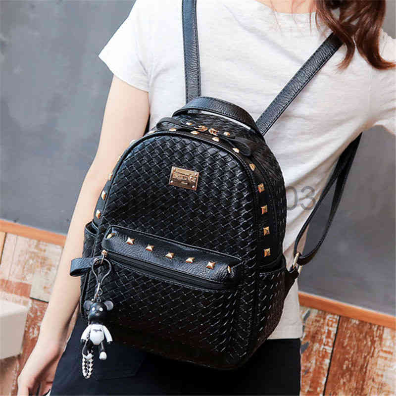 

Designer Bag Leather Backpack Mens Woman Pu Backpack Personality Versatile Bag Women's New Fashion School Large Bag L9in W3.93in H11.4in, Small black