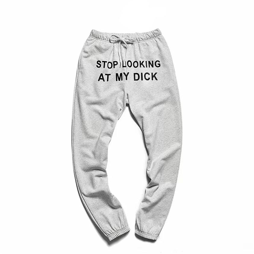 

Men' Pants Fashion Printed Letter STOP LOOKING AT MY DICK Sweatpants With Pockets Black Grey High Waist Drawstring Loose Cas257E, Grey shorts