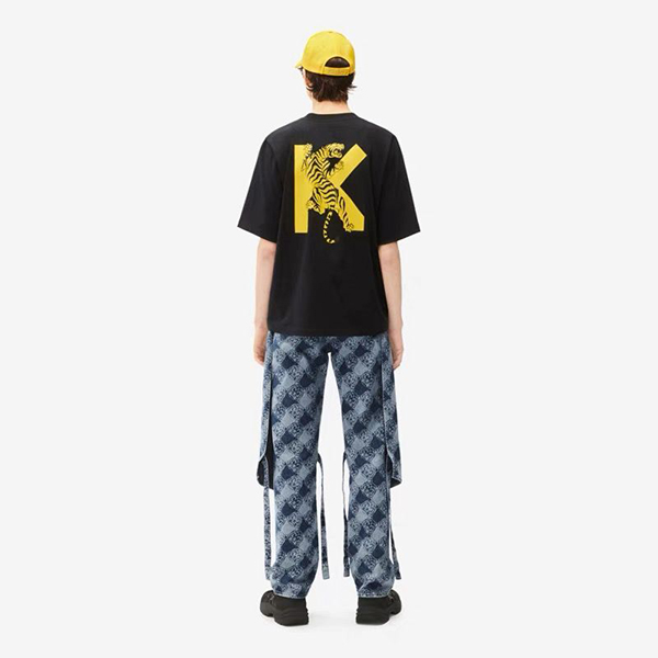 

2022SS Men And Women K-Tiger Shirt Print Tee Short Sleeve Loose Crew Neck T Shirts Breathable Summer Japan Big Size Oversized Plus Large, Black