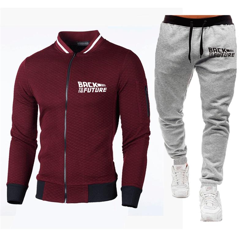 

Men's Tracksuits Men Classic Style 2-Piece Set Back To The Future Movie Logo Print Customizable Spring Casual 6 Color Zipper Tops