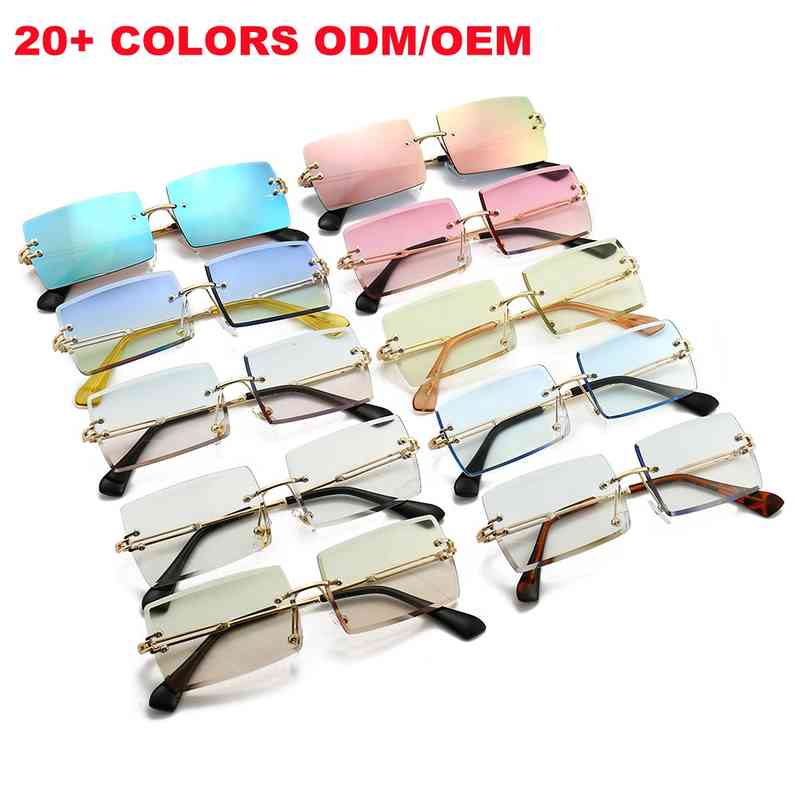 

KB74007 Retro Framels Men Small Rectanglar lent de sol Gradient Square Rimls Vintage Sunglass Women