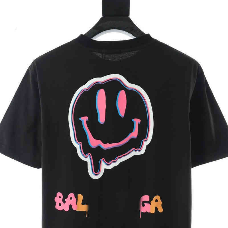 

Paris Designer Luxury Summer Balenciga Smiling Face Foam Printed T Shirt Fashion Mens And Womens Couple Loose Short Sve Tee L-3XL
