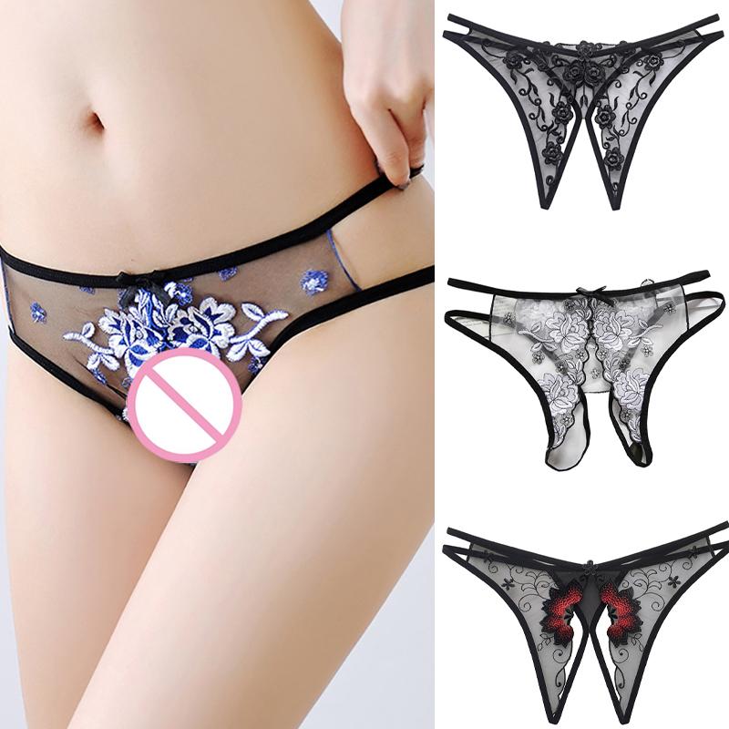 

Women's Panties Women Sexy Embroidery Lace Transparent Erotic Lingerie G-String Open Crotch Sensual Briefs Female Perspective UnderwearWomen, 17