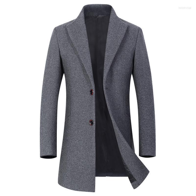 

Men's Wool & Blends Top Autumn Winter 30% Business Woolen Coat Cotton Thick Warm Casual Windbreaker Blend Jackets Outerwear Overcoat Kend22, Burgundy