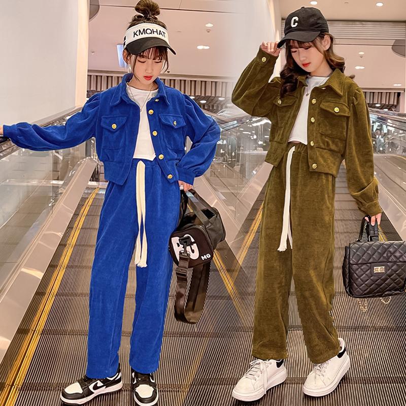 

Clothing Sets Children Spring Girls Sports 2022 Teenager Tracksuit Casual Long Sleeve Jacket Pants Two-piece Girl OutfitsClothing, Blue
