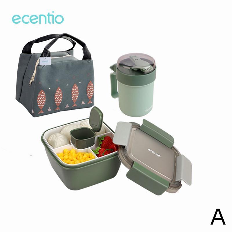 

Fabric A ECENTIO Lunch Box Two Lapis Square Green Set with Free Soup