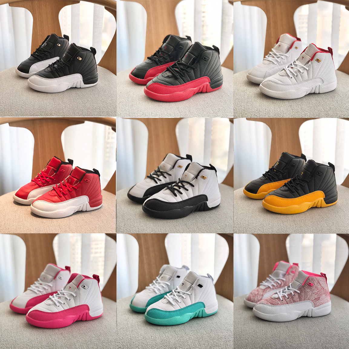 

Kid Basketball Shoes Children 12s High Quality Sports Trainer Youth Boy Girl Basketball Sneakers For Sale EU26-37, Color 1
