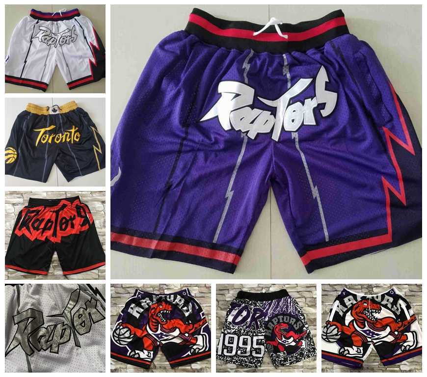 

Top Toronto''Raptors''Men Basketball Shorts JUST DON Stitched Mitchell and Ness With Pocket Zipper Sweatpants Mesh Retro Sport PANTS S-3XL