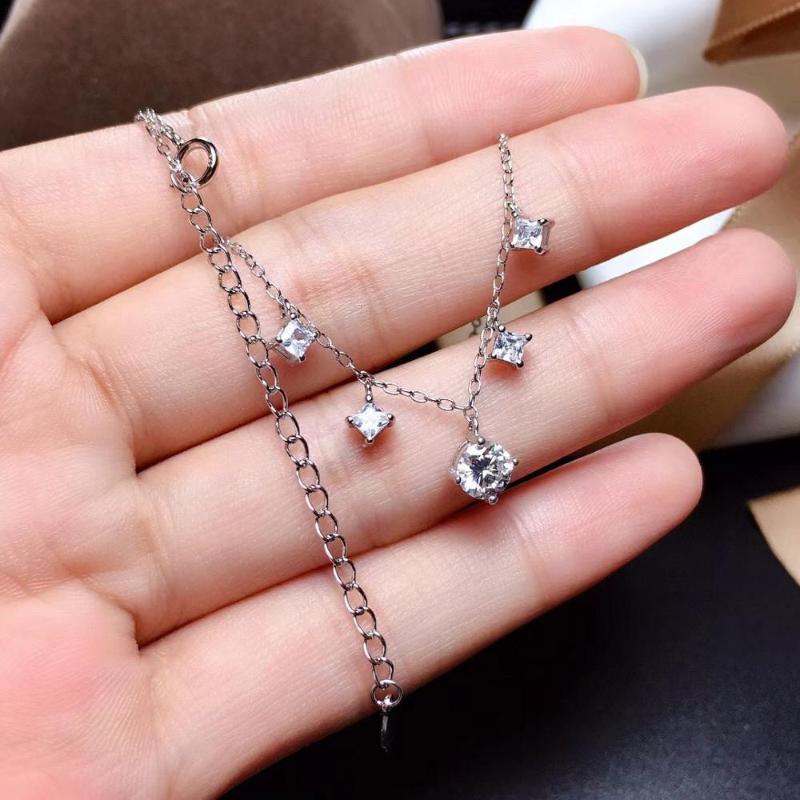 

Pendant Necklaces Shiny Moisanite Gemstone Necklace Women Silver Jewelry 925 Sterling Birthday Gift Luxury DesignersPendant