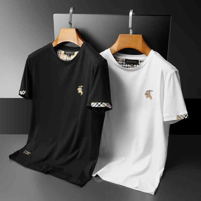

Luxury Burbe 2022 summer new fanstro trend mercerized cotton men's short sleeve round neck t-shirt style