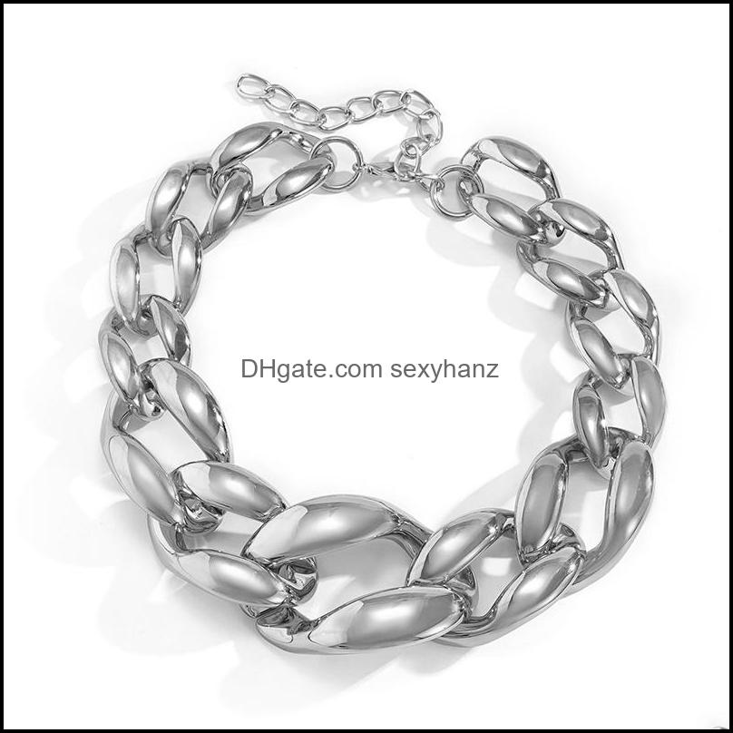 

Chains Necklaces Pendants Jewelry Hip-Hop Punk Thick Hollow Necklace Female Street Shooting Exaggerated Single-Layer Gift Drop Delivery 20