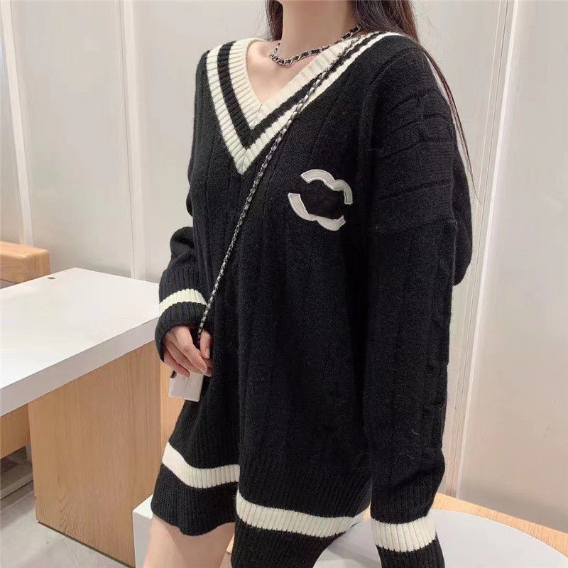 Women Sweaters New Womens Oversize Sweater Top Knits Clothes Fasion Women Clothing 2022 Designer Knitted Long Sleeve With Letter Medium Length Wh