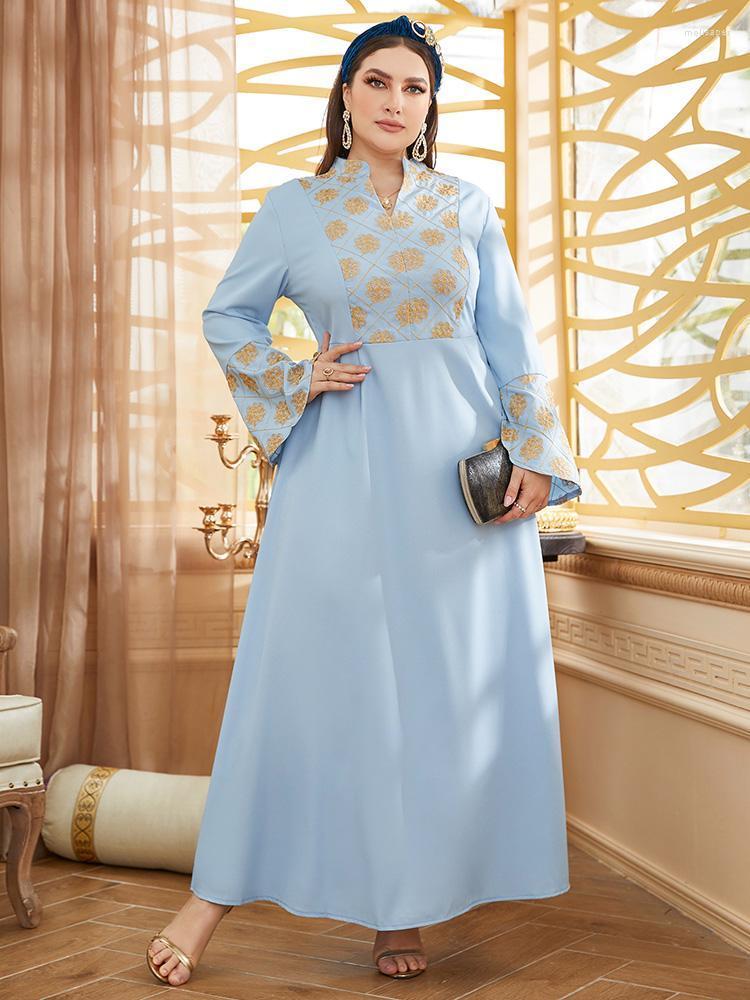 

Plus Size Dresses Women Large Maxi 2022 Blue Luxury Elegant Long Sleeve Evening Party Festival Muslim Oversized ClothingPlus Meli22