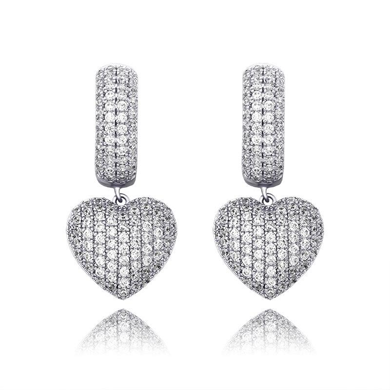 

Dangle & Chandelier Pair Hip Hop CZ Stone Paved Bling Out Heart Shape Drop Earrings For Men Women Unisex Fashion Jewelry ChandelierDangle Ch