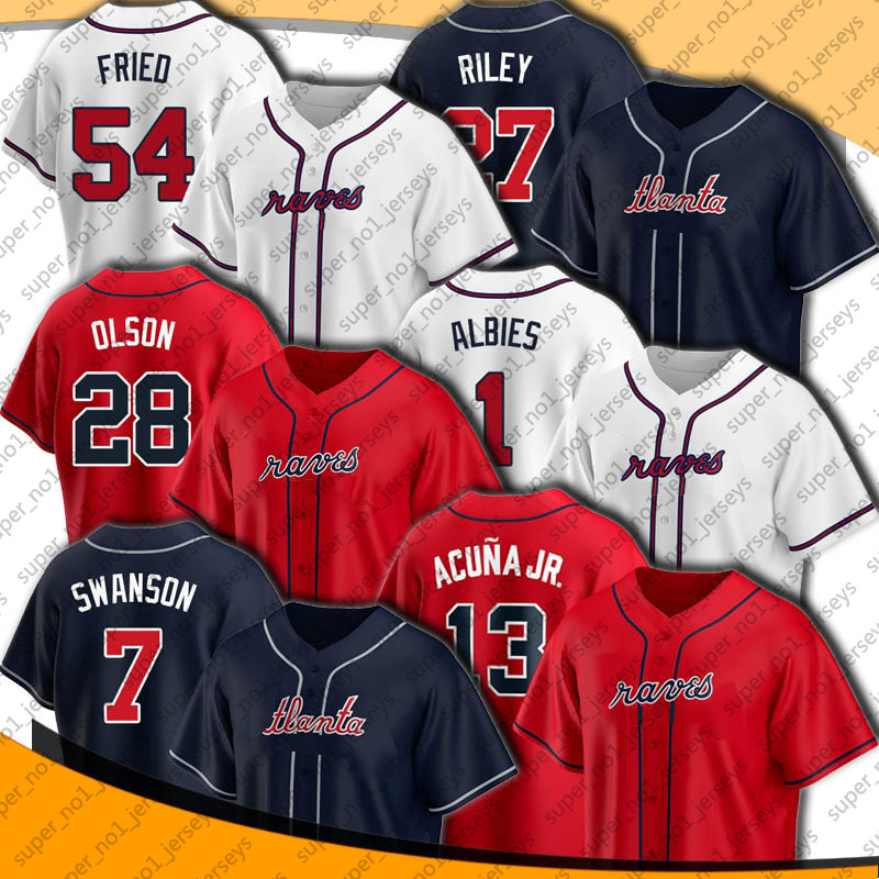 

13 Ronald Acuna Jr Baseball Jersey Atlanta Matt Olson Max Fried Austin Riley Michael Harris II Jerseys Spencer Strider Kyle Wright Ozzie Albies Eddie Rosario Ozuna, Woman custom jersey (ys)