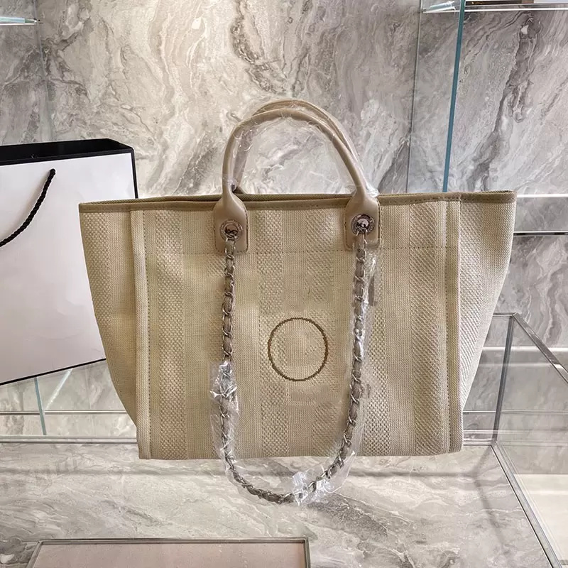 22SS Classic Style Canvas Stripes Beach Shoping Sac Femme Designer de luxe pour femmes
