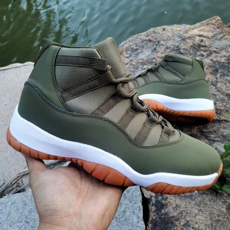 

2022 Basketball Shoes Jumpman 11 Medium Olive green low 11s XI Sports Sneakers Trainers Outdoor Shoe Size 36-47, As photo 1