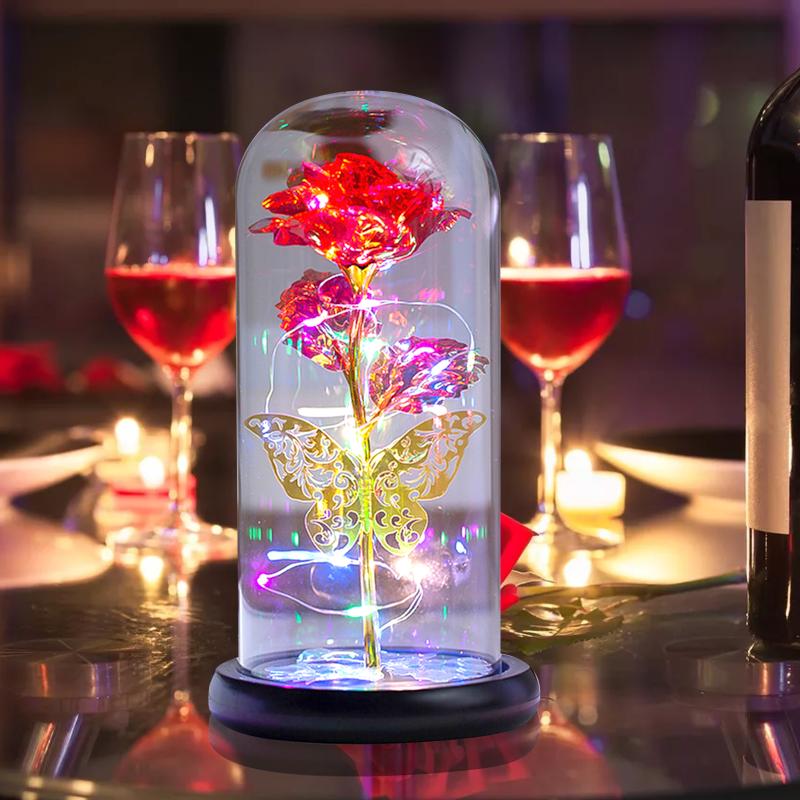 

Decorative Flowers & Wreaths Simulation Rose Immortal Valentines Bouquet Gold Foil Anniversary Festival LED Flower For Home Birthday Gift Ar