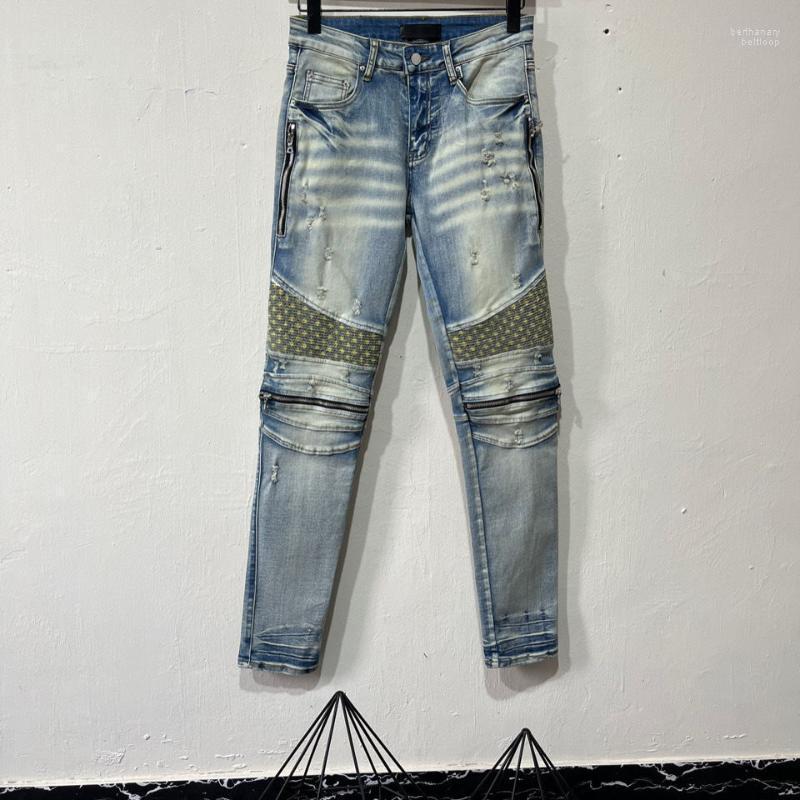 

Men's Jeans Graphic Men 2022 Trend Make Old Fashion European Party Clothing Ripped For Motorcycle PantsMen's Bert22, Blue