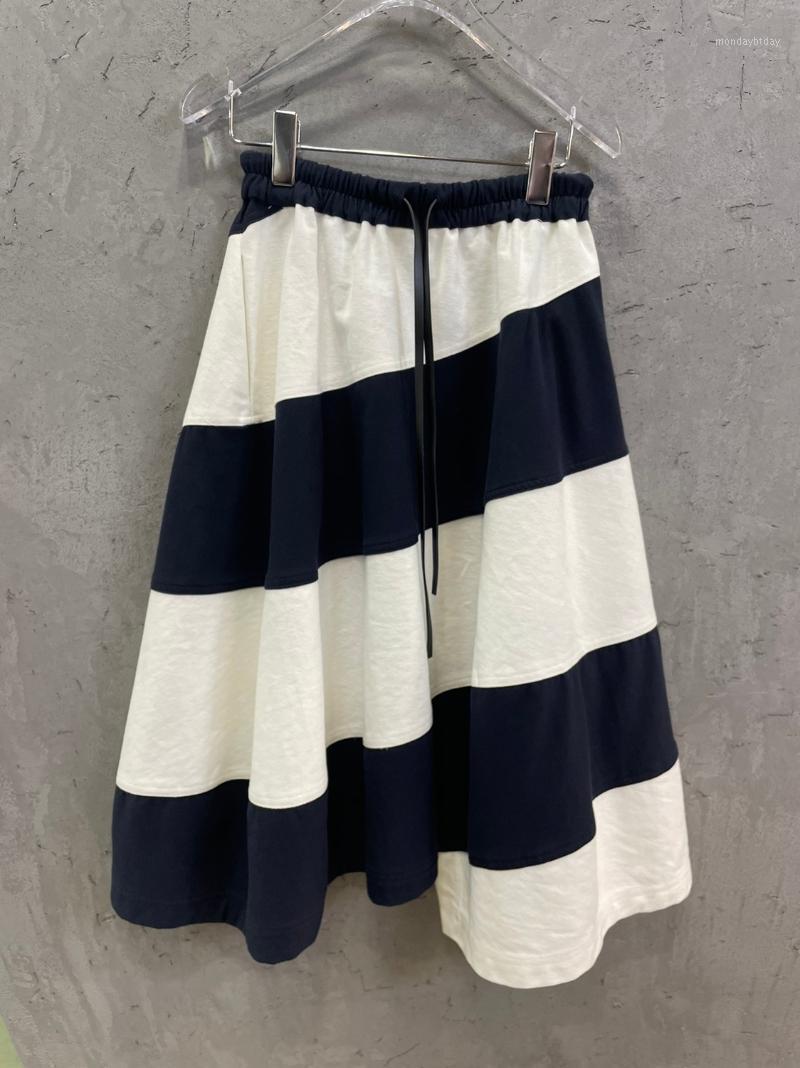 

Skirts 2022 Summer Fashion Women Casual Striped Denim Midi Skirt For Ladies Tutu, Black
