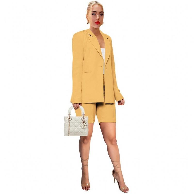 

Women' Tracksuits Two Piece Women Set Fashion Business Suit Solid Long Sleeve Blazer Cardigan Casual Shorts Office Lady Outfits Spring Summ, Green