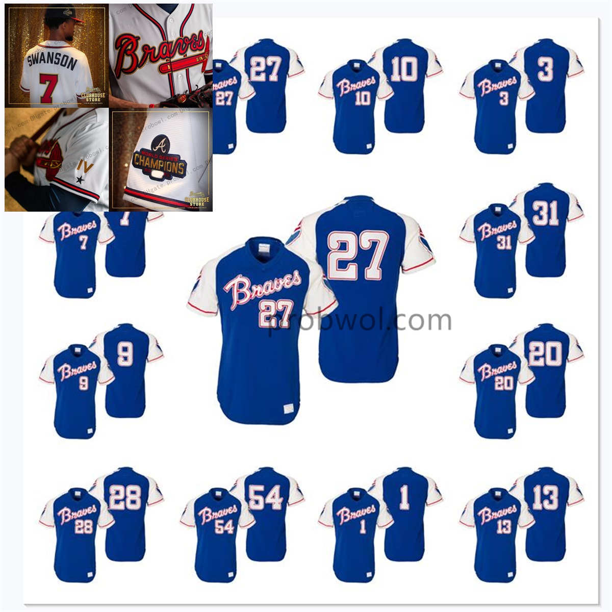 

Custom 13 Ronald Acuna Jr. 1974 Throwback Uniform Jersey Matt Olson 7 Dansby Swanson Jorge Soler Deion Sanders 27 Austin Riley Ozzie Albies Jones Gold Program Jerseys, Flex base mens