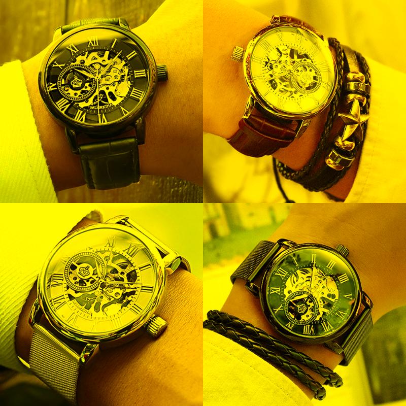 

Wristwatches Selling Mens Watches Men Mechanical Watch Stainless Steel Mesh Strap Luxury Top Brand ORKINA Skeleton Gift For MenWristwatches, Mg076gb