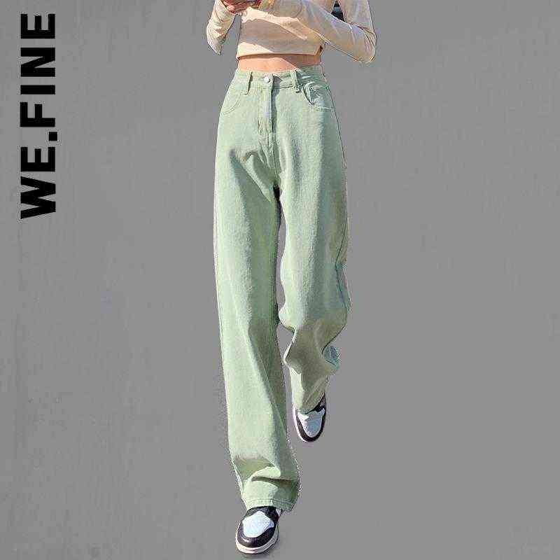 

We.Fine 2022 High Waist Loose Y2k Baggy Women Jeans Denim Pants Trendy Wide Leg Women's Pants Vintage Woman Female Trousers T220728, Dark blue