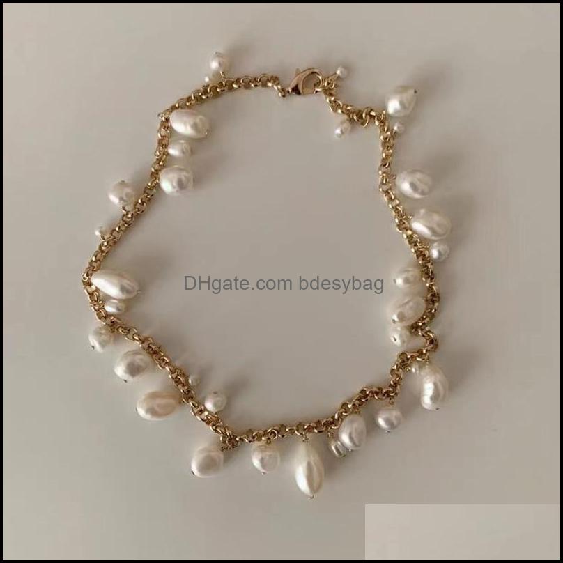 

Chains Necklaces Pendants Jewelry Baroque Pearls Womens Necklace Bohemian Court 4A Natural Pearl Collier De Femmes Choker 2 Dhdwb