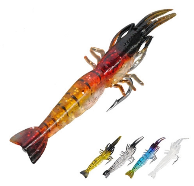 

The brave fishing lure 5 pcs 9 cm 3.8g with Hook Soft Bionic fake Flat claw Shrimp Bait Freshwater Seawater Blackfish Sea Bass Mandarin Fish colors luminous