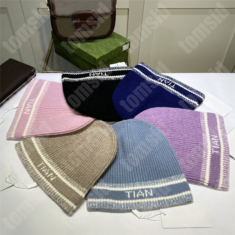 

Wool Designer Beanie For Women Mens Beanies Winter Warm Bonnet Fashion Fitted Hat Solid Brand Letters Printed Street Hats, Blue