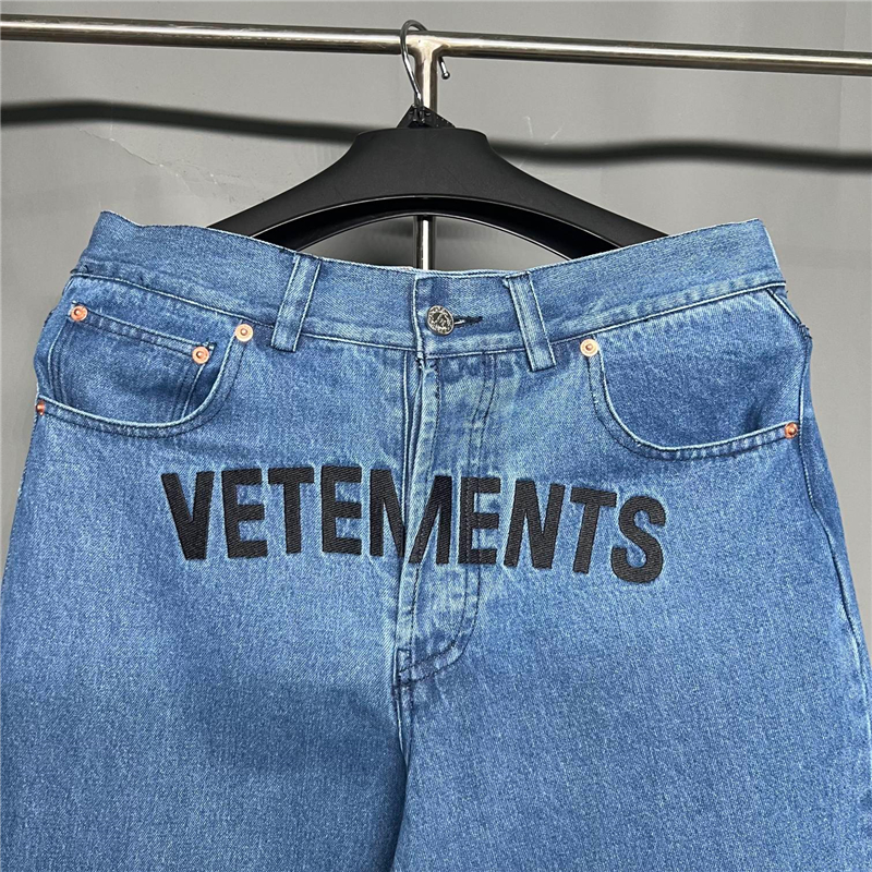 

Jeans Men Women Embroidered Letters Jeans Straight Denim Trousers, Black