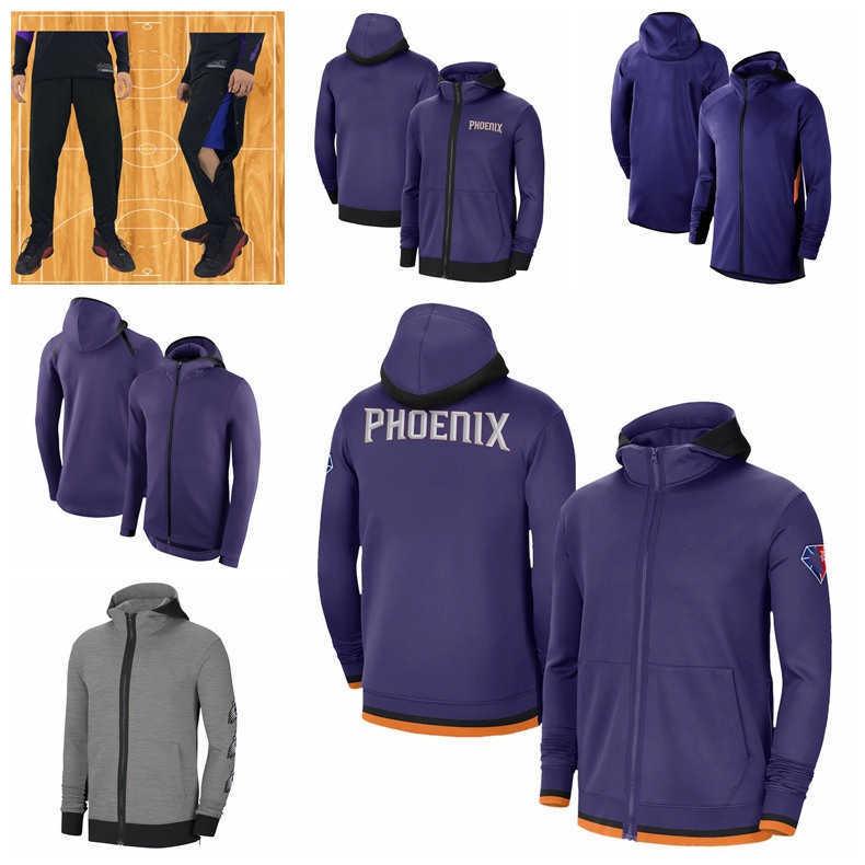 

Phoenix''Suns''Men 75th Anniversary Therma Flex Showtime Performance Full-Zip Basketball Hoodie