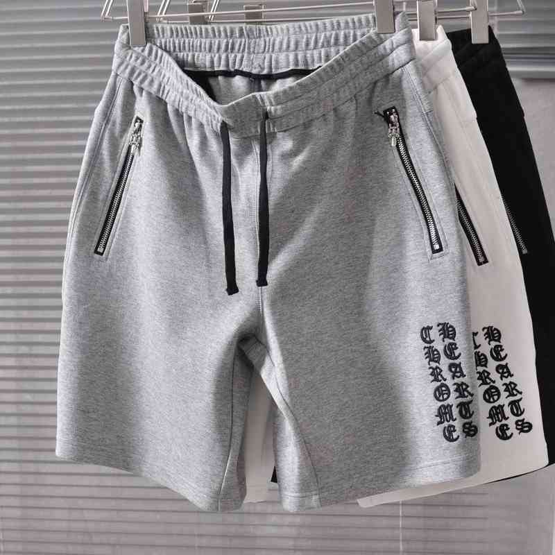 

Brand ciosin CH Fashion Men' Pocket Zipper Casual Shorts Sanskrit Embroidery cioss Leather Pant 4FE0, White