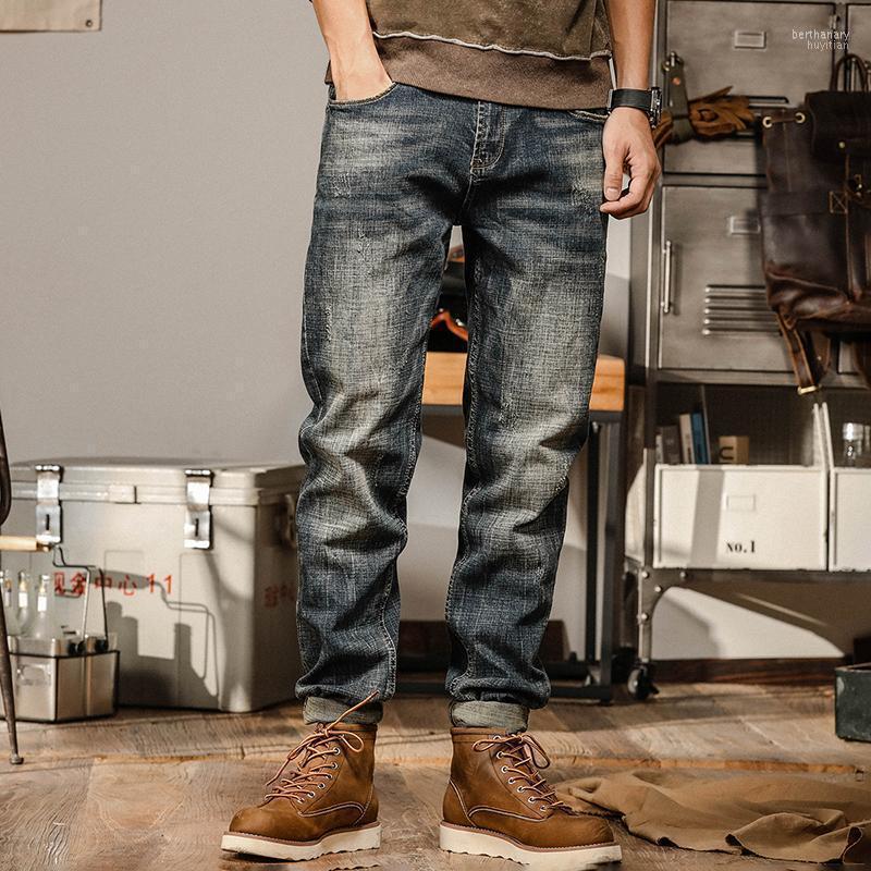 

Men' Jeans Spring Autumn Mens Fashion Pockets Straight Pants Male Loose Baggy Men Retro Streetwear Denim Trousers A287Men' Bert22, Blue