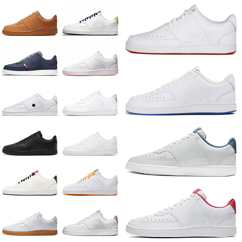 

High quality Court Vision Low US 11 Designer Shoes University Red Triple Black White Gum Trainers Men Photon Dust Thunderstorm Pink Oxford Women Flat Sneakers Sports, 36-45 black white