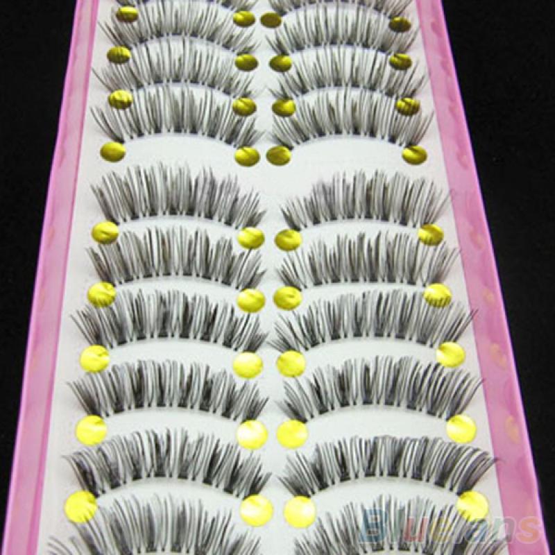 

False Eyelashes 10 Pairs Long Cross Makeup Natural Fake Thick Black Eye Lashes